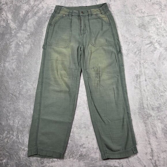 Free People Pants Womens 0 Army Green Distressed Straight Utility Ankle Boho - Picture 2 of 11